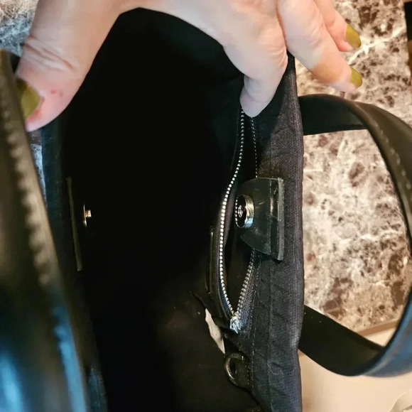 Zara | Black Mock Croc Mini Tote Bag/Faux Leather  and Fabric Satchel - Picture 6 of 15